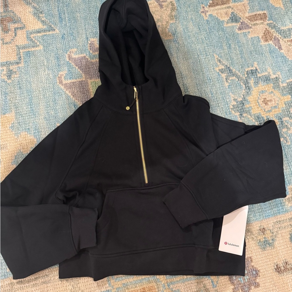 Scooba oversized half zip hoodie gold zipper